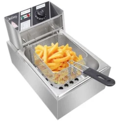 EH81 2500W 220-240V 6.3QT/6L Stainless Steel Single Cylinder Electric Fryer UK Plug