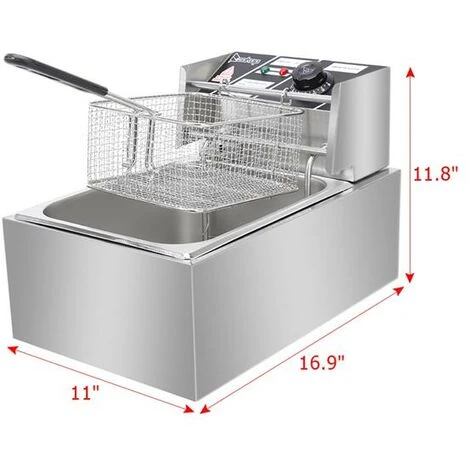 EH81 2500W 220-240V 6.3QT/6L Stainless Steel Single Cylinder Electric Fryer UK Plug 2 EH81 2500W 220-240V 6.3QT/6L Stainless Steel Single Cylinder Electric Fryer UK Plug - Image 2