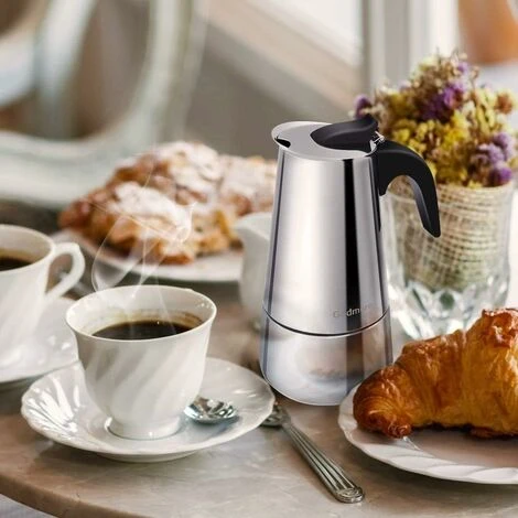 Italian Coffee Maker, Moka Coffee Maker In Stainless Steel Pressure Coffee Maker 200ml Large Capacity Compatible With Induction Hob With Ergonomic Handle 5 Italian Coffee Maker, Moka Coffee Maker In Stainless Steel Pressure Coffee Maker 200ml Large Capacity Compatible With Induction Hob With Ergonomic Handle - Image 5