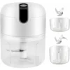 Mini Electric Chopper, 250ML&100ML Cordless Electric Meat Grinder, Portable Food Blender Kitchen Electric Chopper With Vegetable Chopper Blade For Baby Food, Meat, Garlic (White)