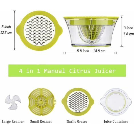 Citrus Squeezer Citrus Juicer Orange Juicer Multi-Function Manual Juicer Hand Press With 400ml Juice Container And 2 Green Cones 5 Citrus Squeezer Citrus Juicer Orange Juicer Multi-Function Manual Juicer Hand Press With 400ml Juice Container And 2 Green Cones - Image 5