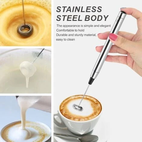 Mini Stainless Steel Milk Frother - Cordless Lightweight Outdoor Coffee Frother Can Be Used For Coffee, Milk, Eggs And Beverages (Stainless Steel) 5 Mini Stainless Steel Milk Frother - Cordless Lightweight Outdoor Coffee Frother Can Be Used For Coffee, Milk, Eggs And Beverages (Stainless Steel) - Image 5
