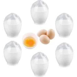 6 Pieces Egg Poacher Easy Egg Cooker Plastic Egg Poacher Cooked Microwave Egg Microwave Pan Nonstick Reusable With Lid For Cooking Perfect Poached Eggs BPA Free