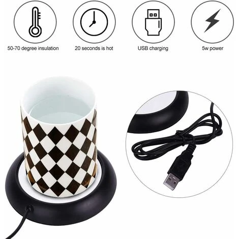 USB Cup Warmer Drink Warmer Hot Plate Coasters For Coffee Warmer Utensils For Bar Office Home(Black) 4 USB Cup Warmer Drink Warmer Hot Plate Coasters For Coffee Warmer Utensils For Bar Office Home(Black) - Image 4