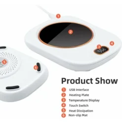 USB Cup Warmer, Portable Electric Hot Plate Small Cup Touch Button Cup Warmer Cup Warmer With USB Charging Cable For Home/Office/Travel 7 USB Cup Warmer, Portable Electric Hot Plate Small Cup Touch Button Cup Warmer Cup Warmer With USB Charging Cable For Home/Office/Travel -Kitchen Appliances Store 71418934 3