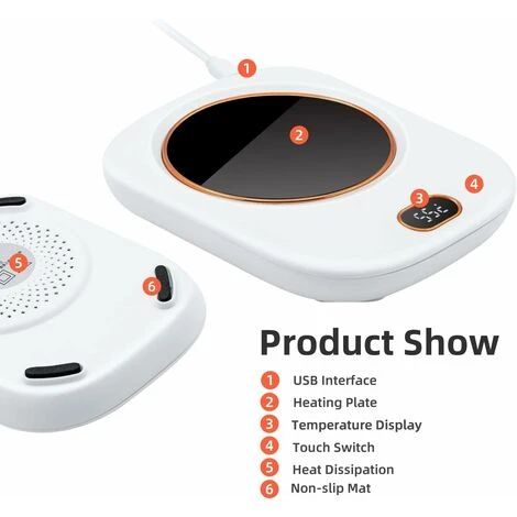 USB Cup Warmer, Portable Electric Hot Plate Small Cup Touch Button Cup Warmer Cup Warmer With USB Charging Cable For Home/Office/Travel 3 USB Cup Warmer, Portable Electric Hot Plate Small Cup Touch Button Cup Warmer Cup Warmer With USB Charging Cable For Home/Office/Travel - Image 3