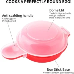 2 Pack Microwave Egg Cooker, 1 Minute Quick, Hamburger, Omelet (Red And Clear) -Kitchen Appliances Store 71418962 3