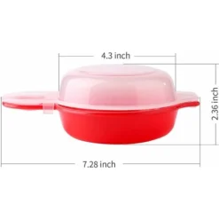 2 Pack Microwave Egg Cooker, 1 Minute Quick, Hamburger, Omelet (Red And Clear) -Kitchen Appliances Store 71418962 4