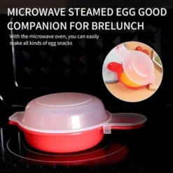 2 Pack Microwave Egg Cooker, 1 Minute Quick, Hamburger, Omelet (Red And Clear) -Kitchen Appliances Store 71418962 5