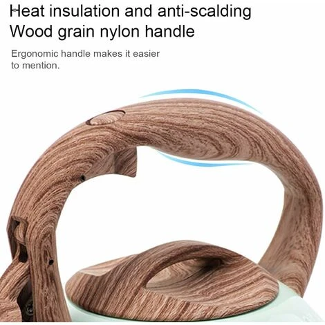 Kettle 2.8L Tea Kettle,With Wood Grain Handle Whistling Kettle, Kettle Induction Stainless Steel,Green White Blue Retro Universal Food Grade Tea Kettle For All Hotplates 2 Kettle 2.8L Tea Kettle,With Wood Grain Handle Whistling Kettle, Kettle Induction Stainless Steel,Green White Blue Retro Universal Food Grade Tea Kettle For All Hotplates - Image 2