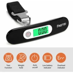 Electronic Luggage Scale, Portable Weight Scale, Digital Luggage Scale, Max 50kg/110lb(LB,g,oz,kg) Electronic Scale/Tare Function/Travel/Shopping/Post Office/Household/Outdoor Use (Black) -Kitchen Appliances Store 72504739 4