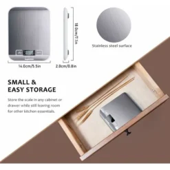 Electronic Kitchen Scales, Digital Kitchen Scales For Baking And Baking, Tare Function, Battery Indicator, Backlit LCD Display, Silver -Kitchen Appliances Store 72505592 4