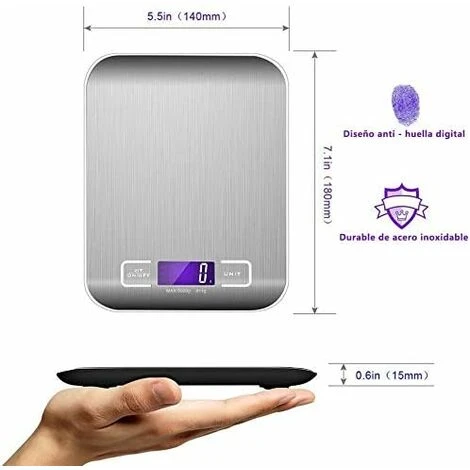 LCD Display Digital Kitchen Scale Stainless Steel 5kg/11lbs Multifunctional Food Scale Kitchen Weight Silver Color 5 LCD Display Digital Kitchen Scale Stainless Steel 5kg/11lbs Multifunctional Food Scale Kitchen Weight Silver Color - Image 5