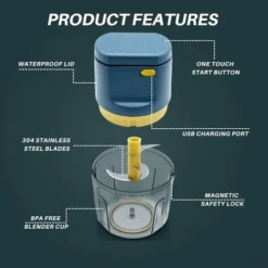 Electric Kitchen Chopper Mini Multifunction Chopper 250ml Food Processor Garlic Press Waterproof Washable Advanced Meat Grinder For Vegetables Fruits Baby Food -Kitchen Appliances Store 72508253 4