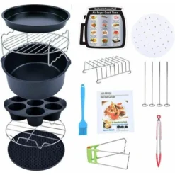 Air Fryer Accessories (15 Sets +20 Cookbook) -8 Inch, The Air Fryer Accessories, Suitable For 4.2-6.8QT Air Fryer All Brands
