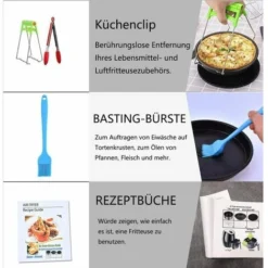 Air Fryer Accessories (15 Sets +20 Cookbook) -8 Inch, The Air Fryer Accessories, Suitable For 4.2-6.8QT Air Fryer All Brands -Kitchen Appliances Store 74718631 5