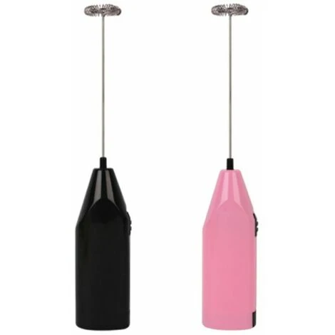 Battery Operated Milk Frother 2 Pack - Electric Whisk, Coffee Frother, Battery Powered Stirrer, Portable Milk Frother, Mini Blender For Bulletproof Coffee, Cappuccino, Latte, Frappe And Black + Pink M 1 Battery Operated Milk Frother 2 Pack - Electric Whisk, Coffee Frother, Battery Powered Stirrer, Portable Milk Frother, Mini Blender For Bulletproof Coffee, Cappuccino, Latte, Frappe And Black + Pink M