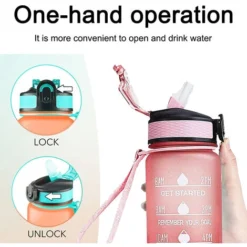 Water Bottle With Straw & Time Marker, Portable Reusable Fitness Sports Water Jug Style 4 -Kitchen Appliances Store 77860232 3