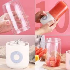Portable Mini Plastic Fruit Blender 500ml With 6 Personal Stainless Steel Blades Blender For Vegetable Smoothie Shakes USB Rechargeable Electric Blender - White 7 Portable Mini Plastic Fruit Blender 500ml With 6 Personal Stainless Steel Blades Blender For Vegetable Smoothie Shakes USB Rechargeable Electric Blender - White -Kitchen Appliances Store 78699583 3