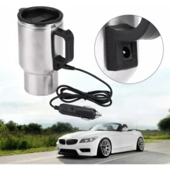 Electric Mug - 12V 450ml Stainless Steel + PP Premium Vacuum Insulated Travel Heated Mug -Kitchen Appliances Store 78699876 3