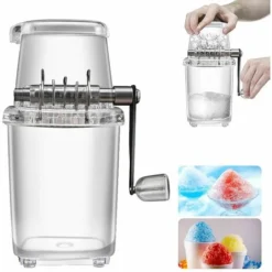 Manual Ice Crusher, Ice Crusher With Stainless Steel Blades, Portable Shaving Ice Maker, Easy To Use, Fast Crushing Ice Crusher For Cocktails And Smoothies