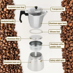 Express Aluminum Espresso - Covered 6 Cups 300 ML 8 Express Aluminum Espresso - Covered 6 Cups 300 ML -Kitchen Appliances Store 78700863 4