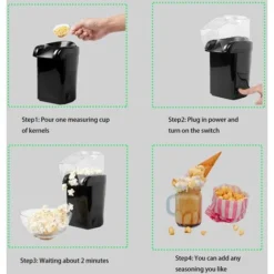 Hot Air Popcorn Maker 1200W Professional Home Popcorn Maker No Oil Required Mini Homemade -Kitchen Appliances Store 78704974 3