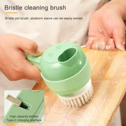 Cordless Electric Chopper, Portable Mini Garlic Chopper Vegetable Chopper With Ginger Pepper Onion Cleaning Brush (Green) -Kitchen Appliances Store 78705287 5