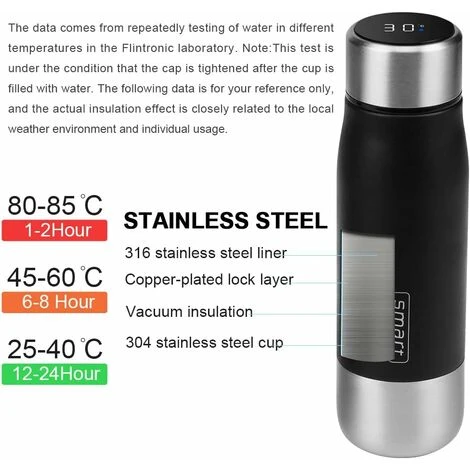 12 Oz Stainless Steel Thermos Smart Water Mug With LED Temperature Display 4 12 Oz Stainless Steel Thermos Smart Water Mug With LED Temperature Display - Image 4