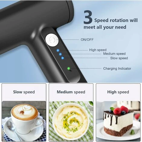 Cordless Electric Whisk Electric Whisk 3 Beaters 3 Adjustable Speeds 2 Cordless Electric Whisk Electric Whisk 3 Beaters 3 Adjustable Speeds - Image 2
