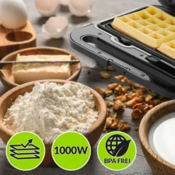 Monzana Sandwich Maker 3-in-1 Sandwich Toaster 3 Removable Sandwich Grill Waffle Plates 1000W Non-Stick Coating -Kitchen Appliances Store 79008182 3
