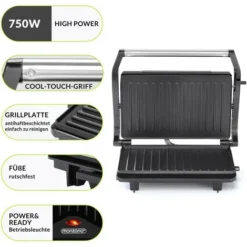 Monzana Contact Grill Non-stick Coating BPA Free Cool-touch Handle Removable Drip Tray 750W Table Grill Sandwich Maker -Kitchen Appliances Store 79168125 3