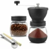 Manual Coffee Grinder Adjustable Coarse Ceramic Grinder Hand Held Coffee Grinder Compact Crank Handle For Home, Office And Travel With Brush, Spoon