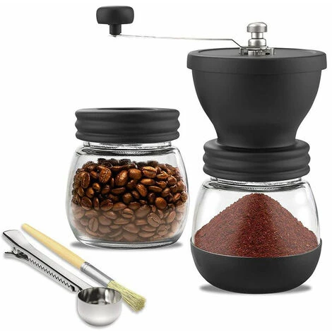 Manual Coffee Grinder Adjustable Coarse Ceramic Grinder Hand Held Coffee Grinder Compact Crank Handle For Home, Office And Travel With Brush, Spoon 1 Manual Coffee Grinder Adjustable Coarse Ceramic Grinder Hand Held Coffee Grinder Compact Crank Handle For Home, Office And Travel With Brush, Spoon