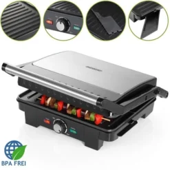 Monzana XXL Contact Grill 2200W 180° Opening Non-Stick Stainless Steel BPA Free Table Health Grill Panini Sandwich Maker