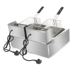 EH82 2500W 220-240V 12.7QT/12L Stainless Steel Double Cylinder Electric Fryer UK Plug 8 EH82 2500W 220-240V 12.7QT/12L Stainless Steel Double Cylinder Electric Fryer UK Plug -Kitchen Appliances Store 80310272 4