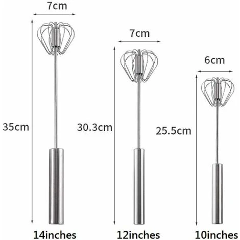 Automatic Rotating Stirrer Manual Beaters And Stainless Steel Whisks Stainless Steel Semi-automatic Hand Egg Beater Milk Frother Non-Electric Mixer(12 Inch) READCLY 2 Automatic Rotating Stirrer Manual Beaters And Stainless Steel Whisks Stainless Steel Semi-automatic Hand Egg Beater Milk Frother Non-Electric Mixer(12 Inch) READCLY - Image 2