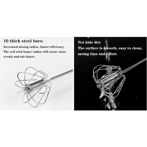 Automatic Rotating Stirrer Manual Beaters And Stainless Steel Whisks Stainless Steel Semi-automatic Hand Egg Beater Milk Frother Non-Electric Mixer(12 Inch) READCLY 4 Automatic Rotating Stirrer Manual Beaters And Stainless Steel Whisks Stainless Steel Semi-automatic Hand Egg Beater Milk Frother Non-Electric Mixer(12 Inch) READCLY - Image 4