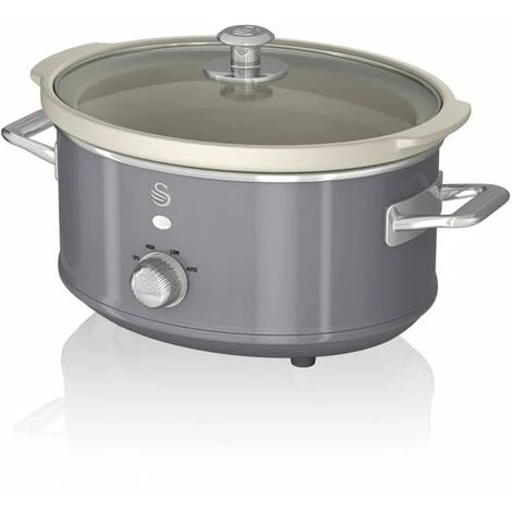 Swan 3.5L Slow Cooker Retro Grey 2 Swan 3.5L Slow Cooker Retro Grey - Image 2