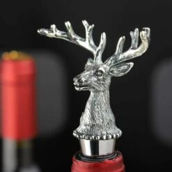 2 Piece Wine Stopper Funny Deer Head Shaped Wine Stopper Horse Shape Silicone Wine Canner, Silver -Kitchen Appliances Store 81449693 4