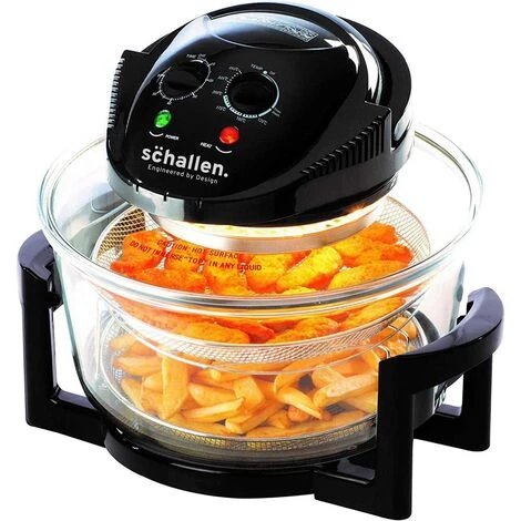 Schallen 17L 2 In 1 Deluxe Black & Glass Air Fryer Deep Fat Free Frying Healthy Halogen Cooker + Accessories Included 1 Schallen 17L 2 In 1 Deluxe Black & Glass Air Fryer Deep Fat Free Frying Healthy Halogen Cooker + Accessories Included