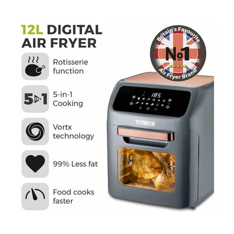 Tower Vortx 12L Air Fryer Oven With Rapid Air Circulation 2 Tower Vortx 12L Air Fryer Oven With Rapid Air Circulation - Image 2