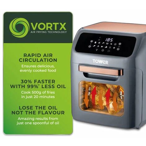 Tower Vortx 12L Air Fryer Oven With Rapid Air Circulation 3 Tower Vortx 12L Air Fryer Oven With Rapid Air Circulation - Image 3