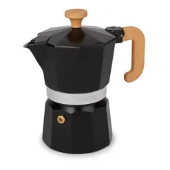 La Cafetiere Espresso Maker 3 Cup Black Wood Effect Handle