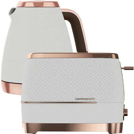 Beko Off White & Rose Gold Cosmopolis Dome Kettle & 2 Slice Toaster Set 1 Beko Off White & Rose Gold Cosmopolis Dome Kettle & 2 Slice Toaster Set