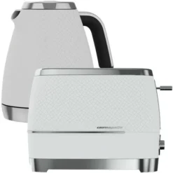 Beko Off White & Chrome Cosmopolis Dome Kettle & 2 Slice Toaster Set