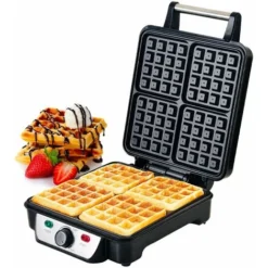 Waffle Maker Iron 4 Slice Non-Stick Electric Belgian Waffle Machine 1000W Geepas