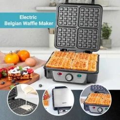 Waffle Maker Iron 4 Slice Non-Stick Electric Belgian Waffle Machine 1000W Geepas 7 Waffle Maker Iron 4 Slice Non-Stick Electric Belgian Waffle Machine 1000W Geepas -Kitchen Appliances Store 83743679 3