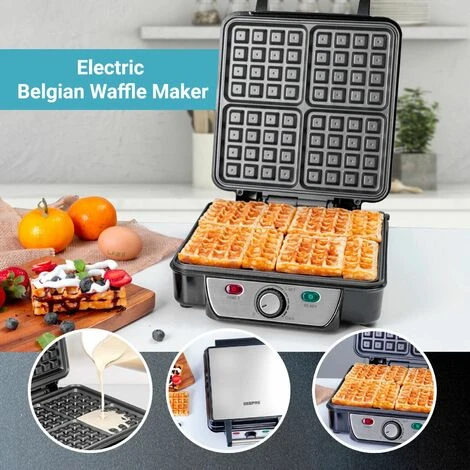 Waffle Maker Iron 4 Slice Non-Stick Electric Belgian Waffle Machine 1000W Geepas 3 Waffle Maker Iron 4 Slice Non-Stick Electric Belgian Waffle Machine 1000W Geepas - Image 3