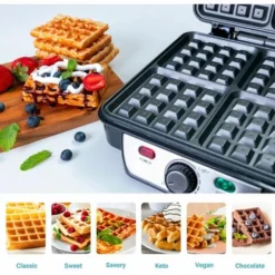 Waffle Maker Iron 4 Slice Non-Stick Electric Belgian Waffle Machine 1000W Geepas 8 Waffle Maker Iron 4 Slice Non-Stick Electric Belgian Waffle Machine 1000W Geepas -Kitchen Appliances Store 83743679 4